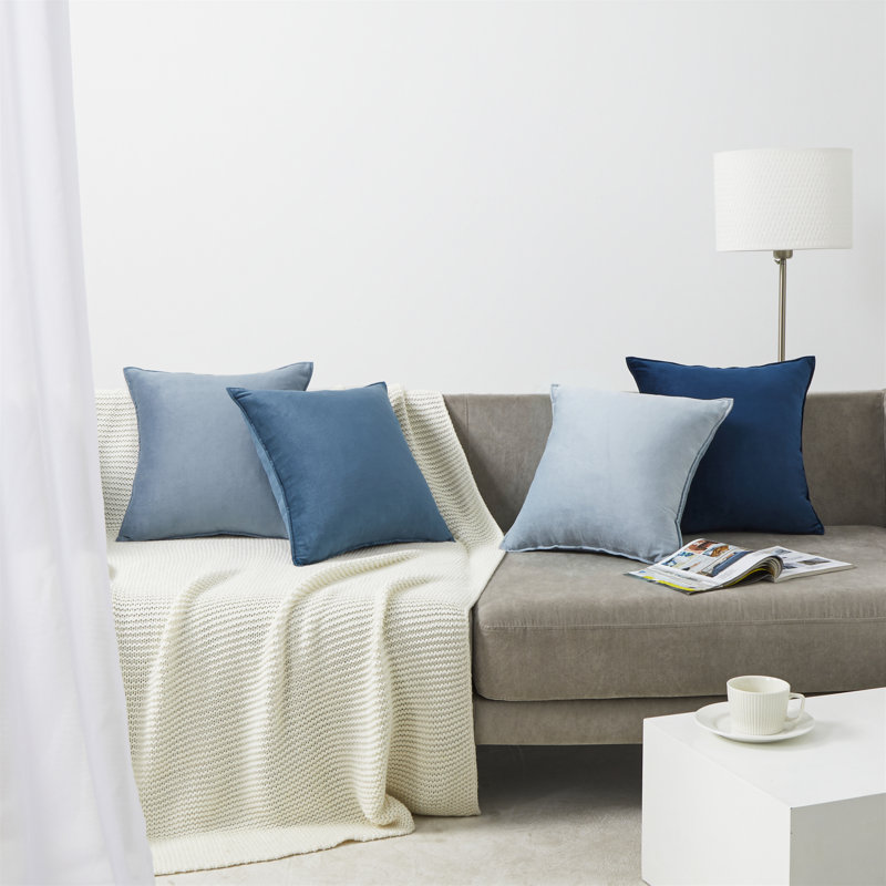 Velvet Reversible Pillow Cover, 20''H x 20''W, Blue