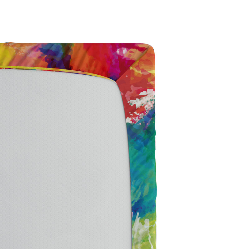 Microfiber Abstract Fitted Sheet, Full Fitted Sheet, Red/Blue Abstract 2