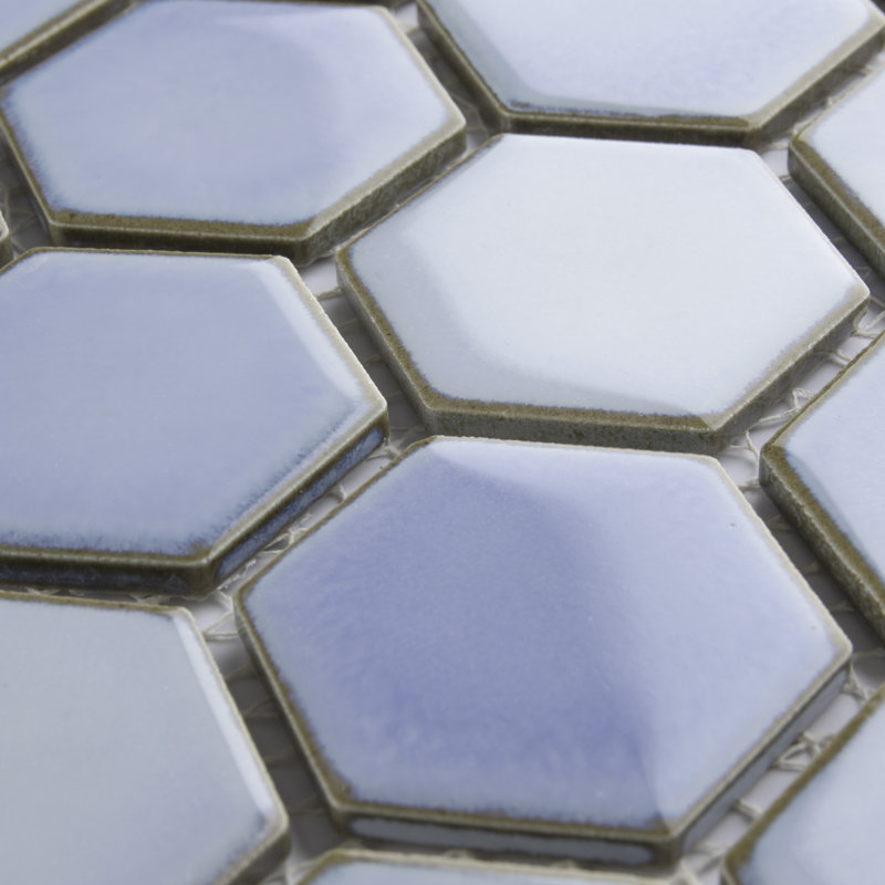 Hudson Due 2" x 2" Hex Porcelain Mosaic Wall & Floor Tile, Frost