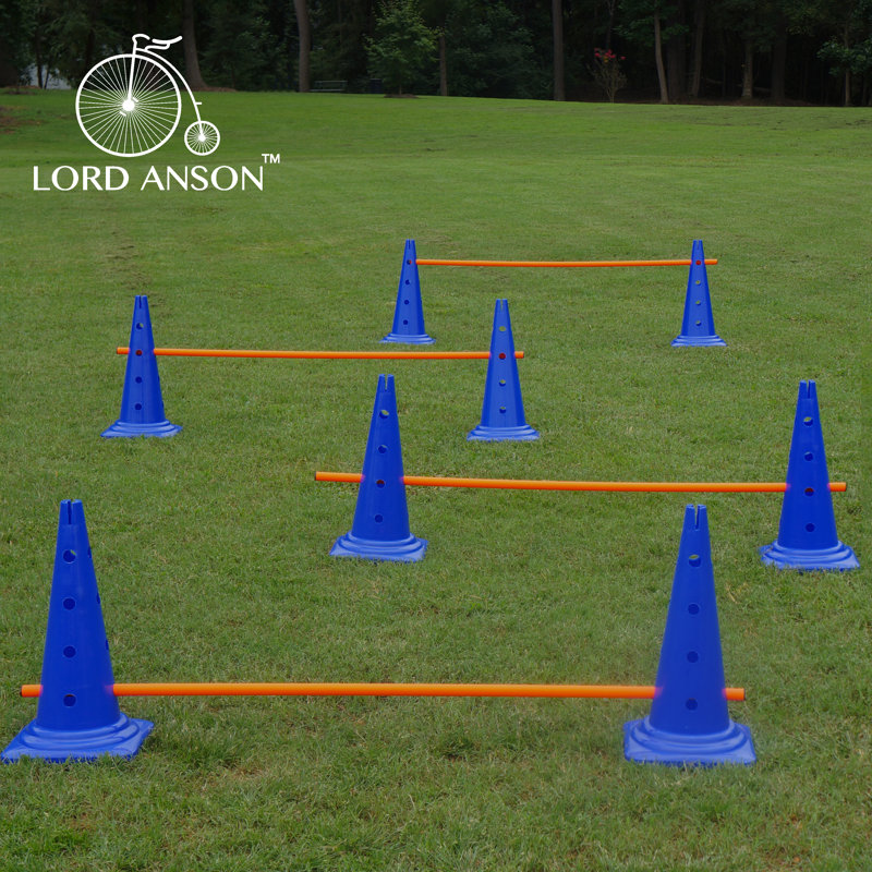Lord Anson Trade; Ensemble de cages de haies pour chien - ensemble d'entraînement canin d'agilité - obéissement, agilité et réadaptation - 8 cônes d'agilité et 4 tiges d'agilité