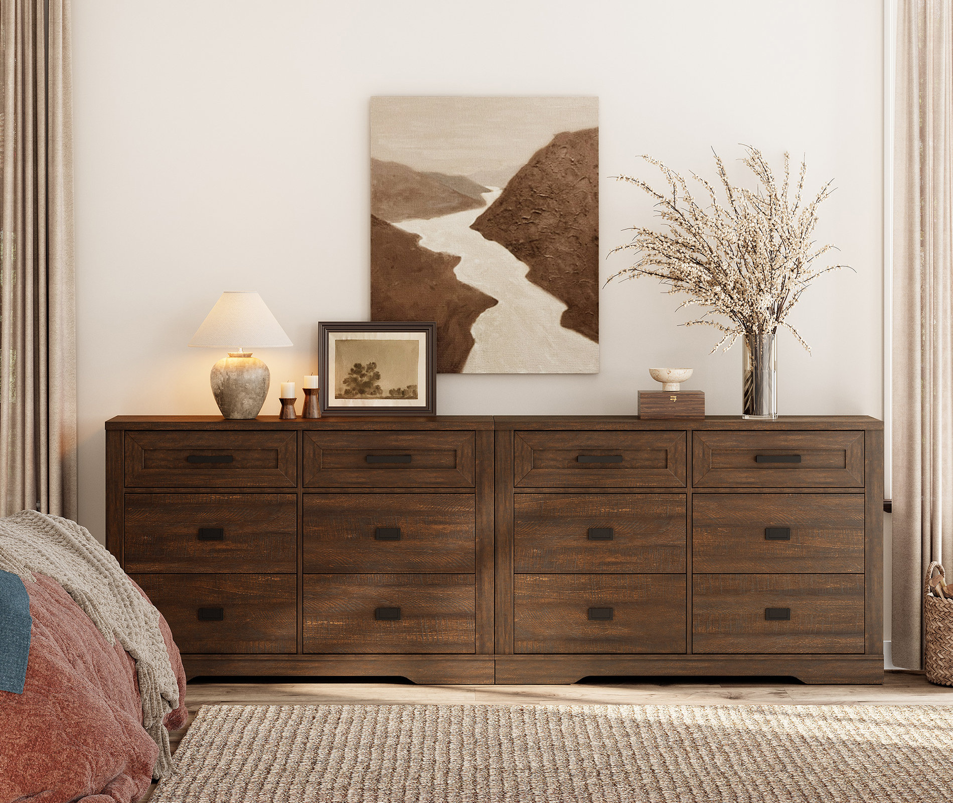 Gracie Oaks Laziza Wide Dresser for Bedroom with 12 Drawers & Reviews ...