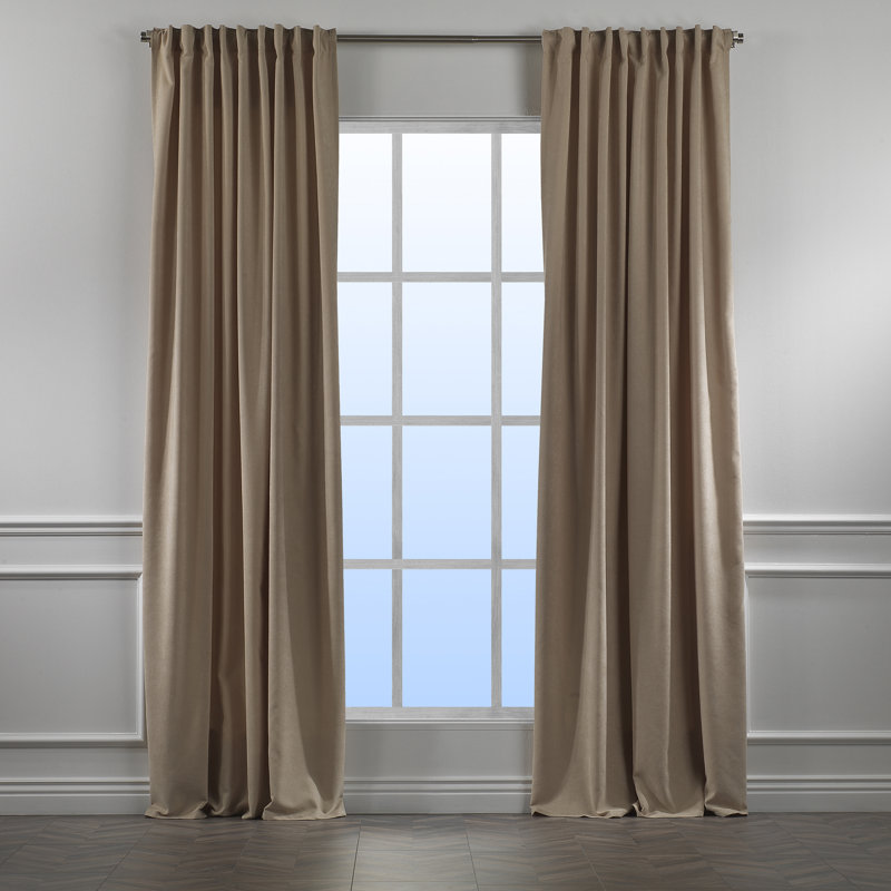 Solid Room Room Darkening Tab top Curtain Panels, Beige, 52" W x 95" L
