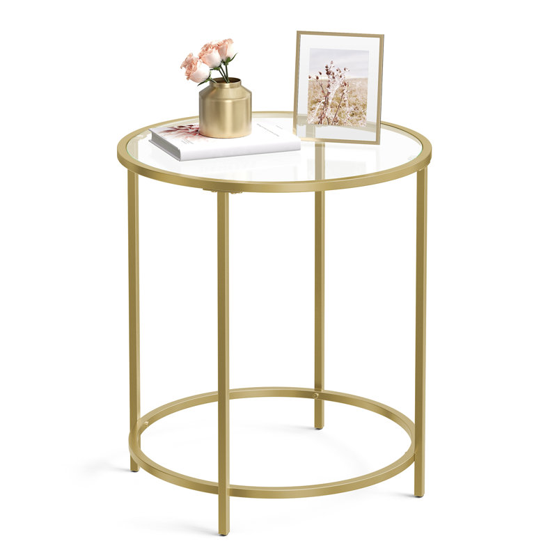 Deckland Glass Top End Table, Gold, Transparent