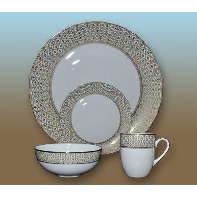 Cranon Porcelain China Dinnerware Set 4 Piece