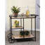 Chariot-bar moderne avec 3 cadres en bois et en métal noir, 32,3 x 15,7 x 26,8, 32,3 x 15,7 x 26,8 po supportant trois sections de rangement élégantes
