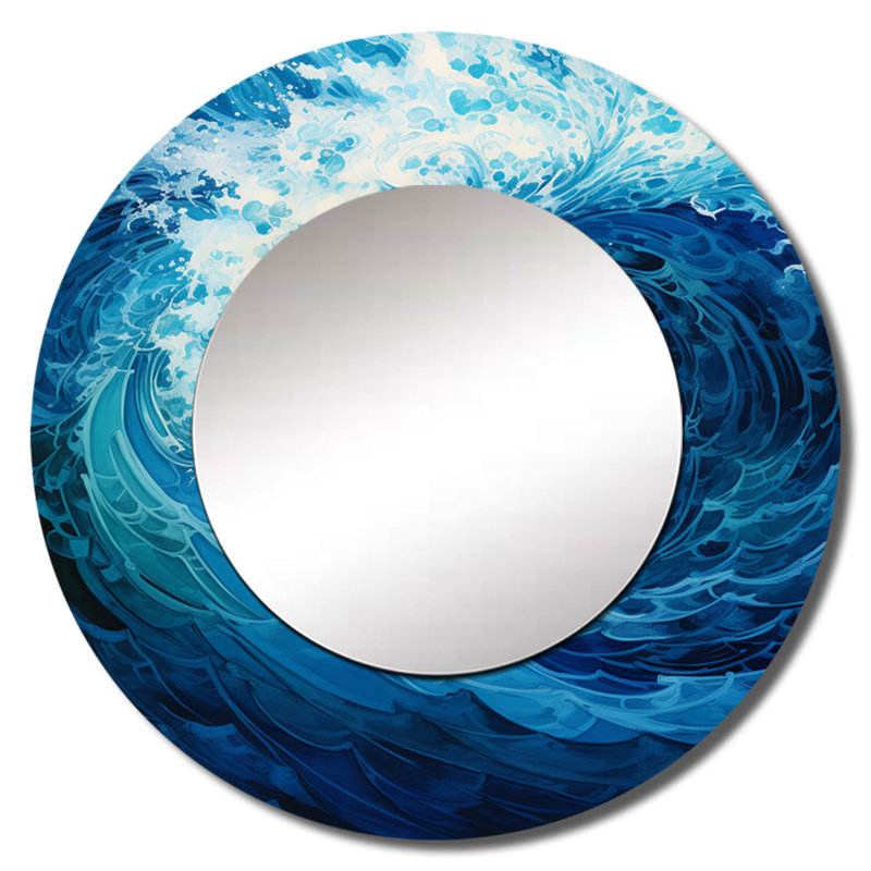 Vortex Tidal Twist Wave - miroir décoratif spirales abstraites, miroir mural moderne, impression d'art en métal, Rond