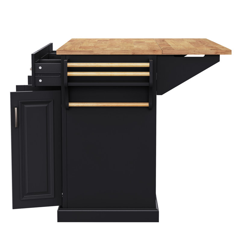 Grand îlot de cuisine avec abattant en bois d'hévéa - Fancy & Rustic, Noir