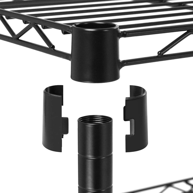Étagère robuste à hauteur réglable avec roulettes, pieds de nivellement, Noir, (5 tablettes) H 82 po x l 48 po x P 24 po