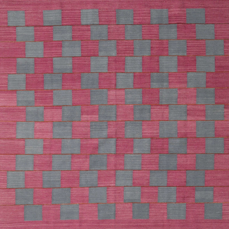 Tapis géométrique mauve / gris / vert, Carré 7 pi