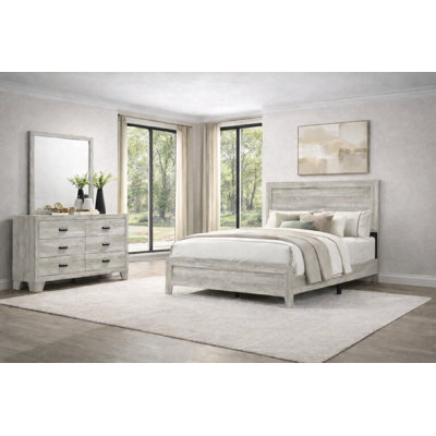 Ensemble de chambre à coucher à panneau moderne avec finition gris clair