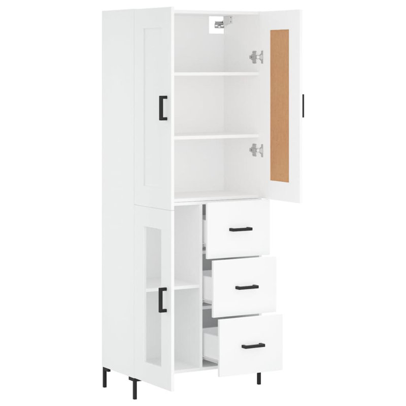 Midyette Highboard 69.5x34x180 cm Engineered Wood, White