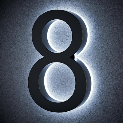 9 Inch Backlit House Numbers for Outside, Stainless Steel, LED Illuminated Home Address Number, Modern Lighted Address Signs for Houses, Restaurant, Waterproof