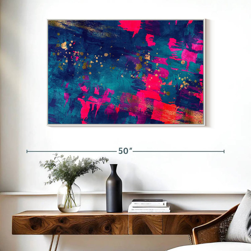 Bleu, magenta, fausley, Cadre flottant blanc, 40 po x 27 po