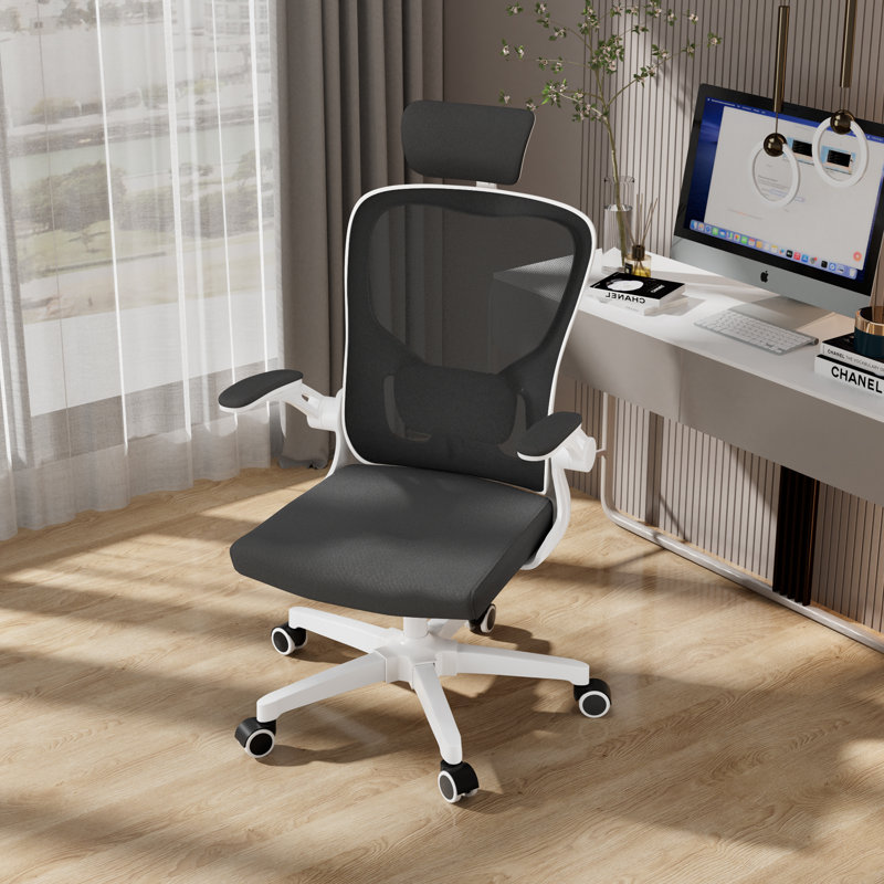 Office Chair Ergonomic Desk Chair with Lumbar Support&Headrest&Flip-up Arms Height Adjustable Rocking Swivel High Computer Chair Multi-Angle from 90° to 130° with 350LBS Capacity