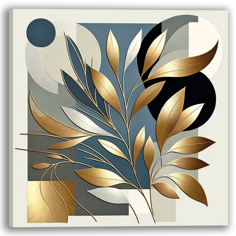 " Gold Leaf On Abstract Shapes ", 20" H x 20" W x 1.5" D