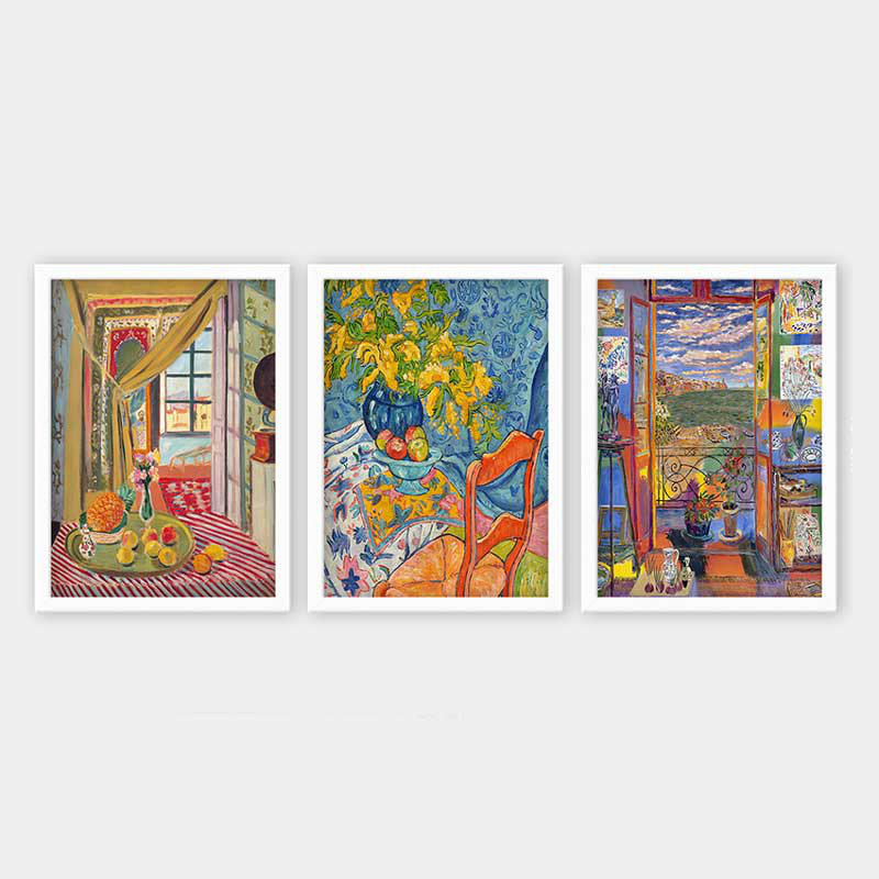Ensemble de 3 peintures élégantes encadrées décoratives, 13,8 x 17,7 pouces chacune | 100% bois avec cadre 100% polystyrène (épaisseur: 0,8 pouce) | Impression numérique UV, parfaite pour le salon et la décoration intérieure
