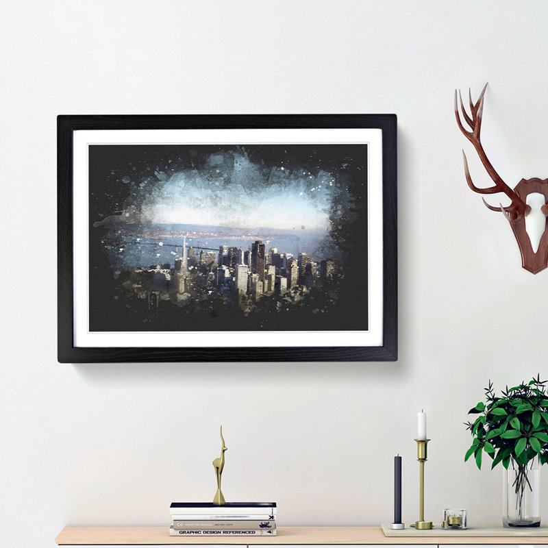 View of San Francisco - Picture Frame Graphic Art Print, Black Framed, 24cm H x 33cm W x 2cm D