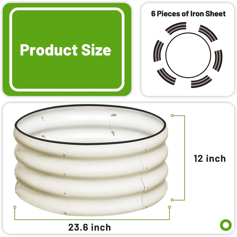Ensemble de jardinière en métal 3 pièces 2X2x1ft pour l'extérieur, Blanc