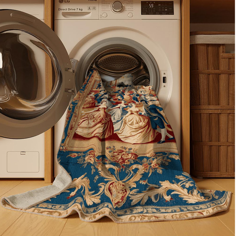 Tapis beige français lavable à la machine, Rectangle 8 pi x 12 pi