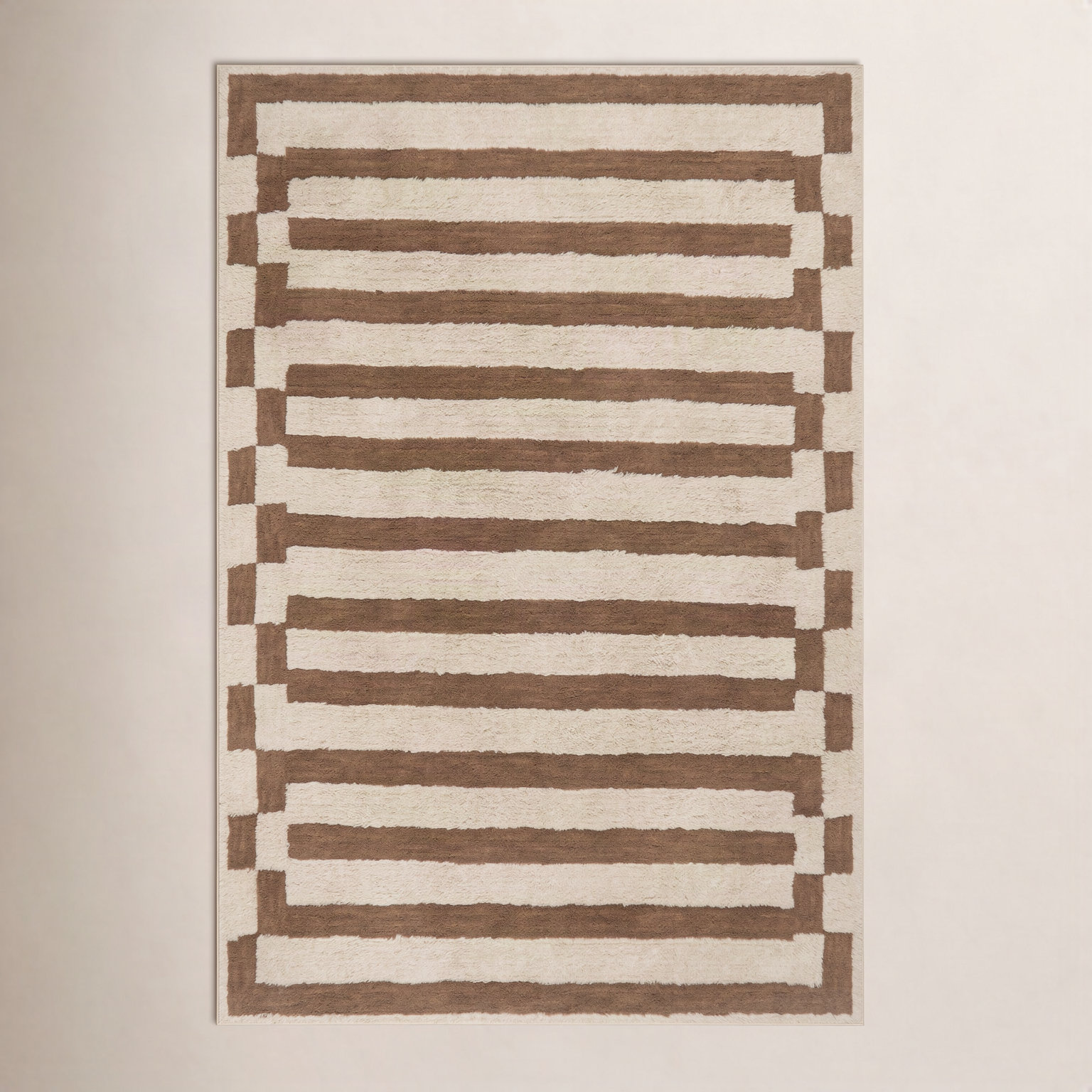 Velaina Washable Hand-Tufted Striped Wool Rug, Rectangle 5' x 8'