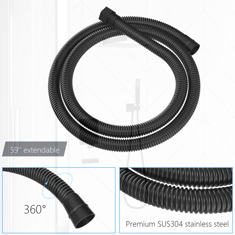 Shower System With Waterfall Tub Spout,12 Inch Wall Mounted Square Shower System With Rough-In Valve, Matte Black