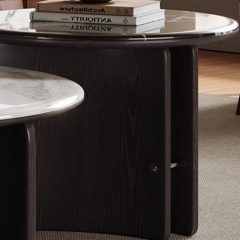 Round microcrystalline stone coffee table