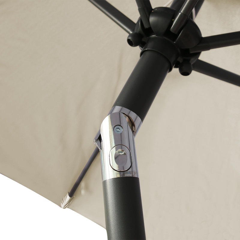 2.7M Round Patio Crank Tilt Umbrella Outdoor Garden Parasol with Base, Cream