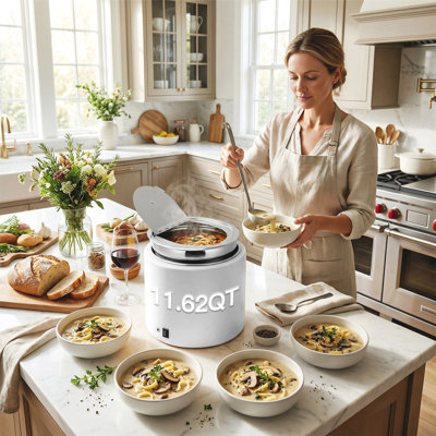 Electric Soup Warmer, 11.6 Quarts Commercial Soup Kettle with Hinged Lid & Detachable Interior Pot, Buffet Food Heater for Restaurant Catering Hotel Party