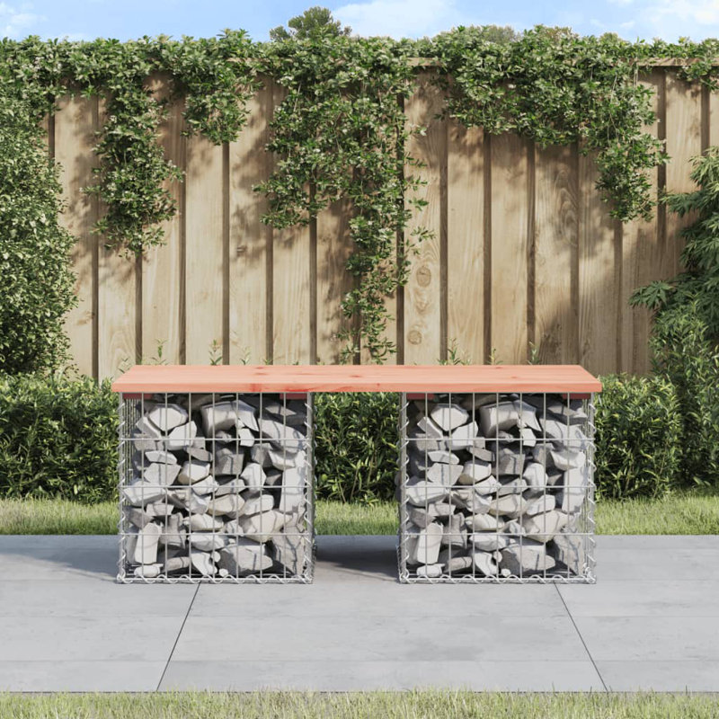 Aleida Steel Outdoor Bench, Wood Douglas, 42 cm H x 103 cm W x 44 cm D
