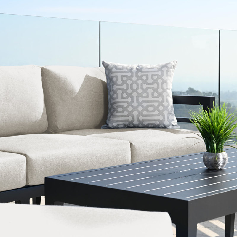 Belamar Outdoor Coffee Table, Black Aluminum, Black