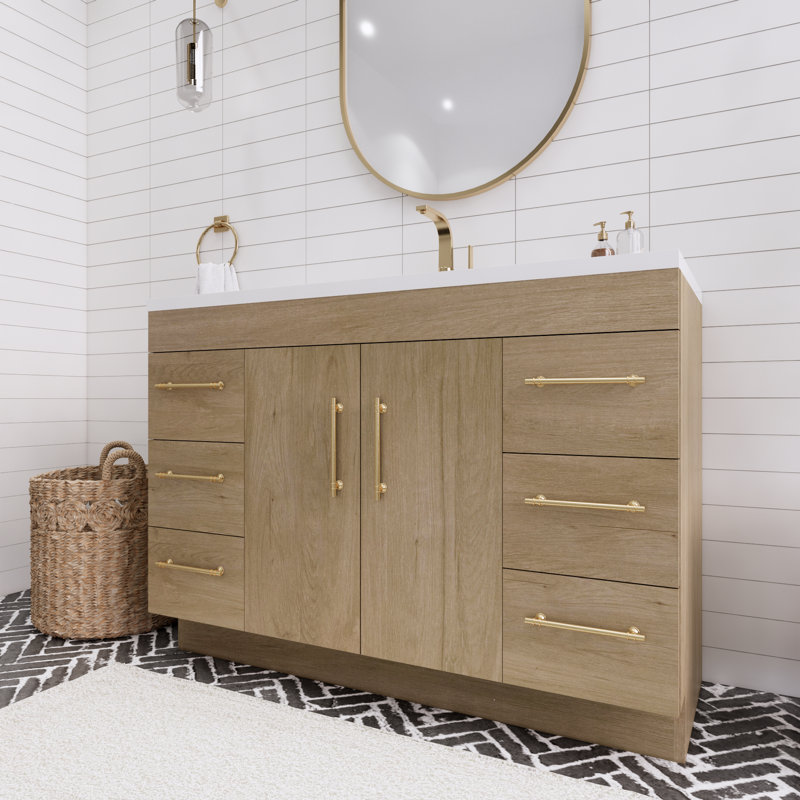 Ensemble de meuble-lavabo simple 48 po Spring, Chêne et teck