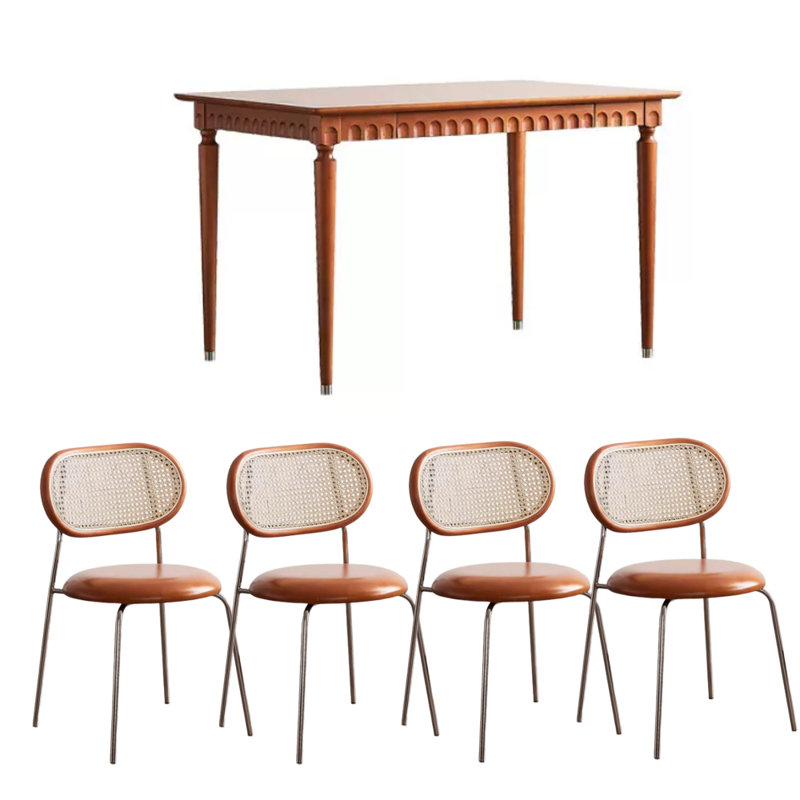 4 - Person Solid Wood Solid Wood Top Four Leg Dining Set, 29.13"H x 55.11"L x 31.49"W