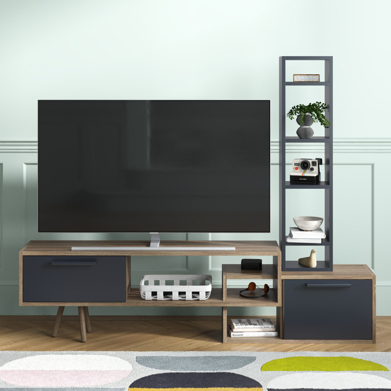 Burr Unfinished Entertainment Centre for TVs up to 55", Anthracite/Walnut