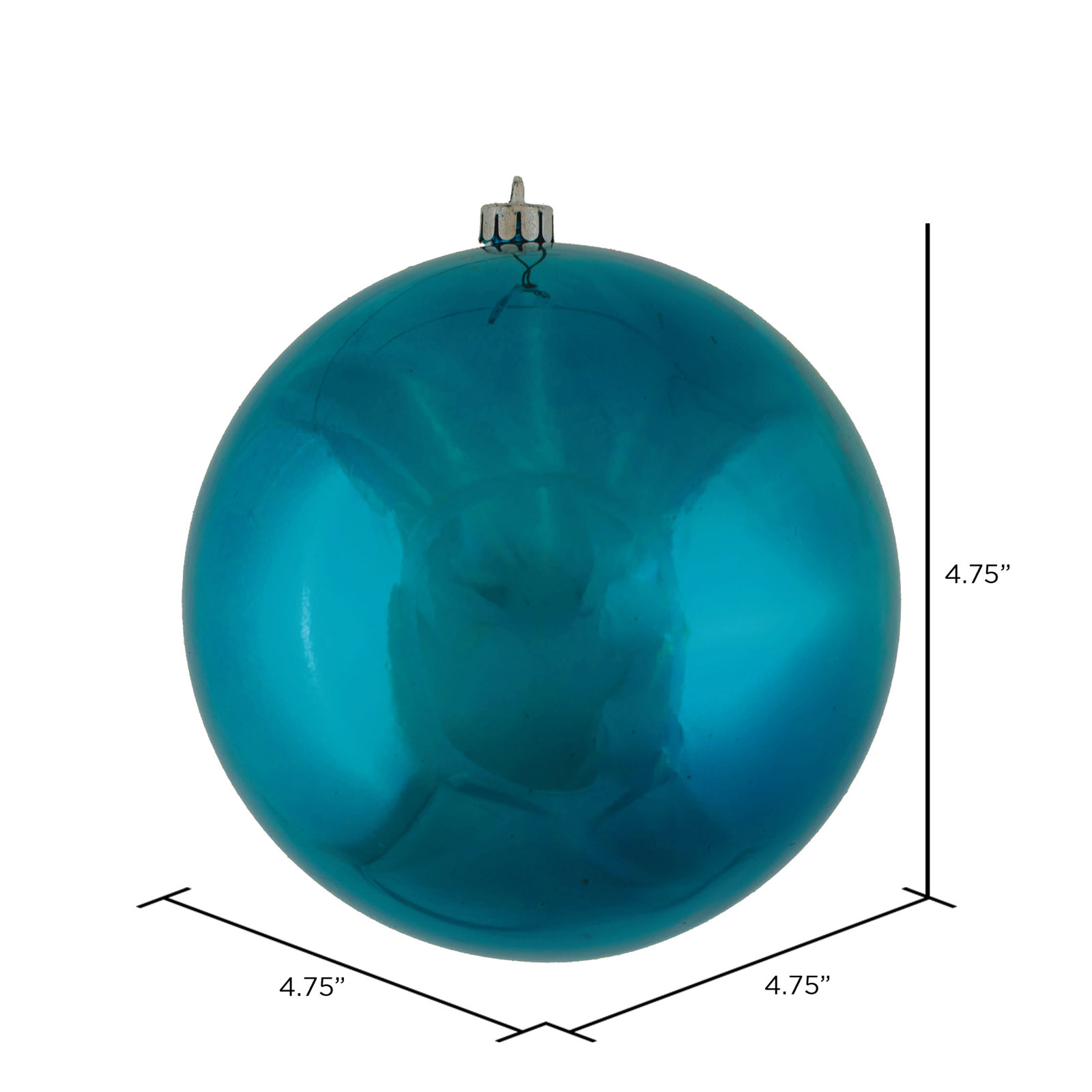 Christmas Ball Ornament, 4.75" H x 4.75" W x 4.75" D, Shiny Sea Blue