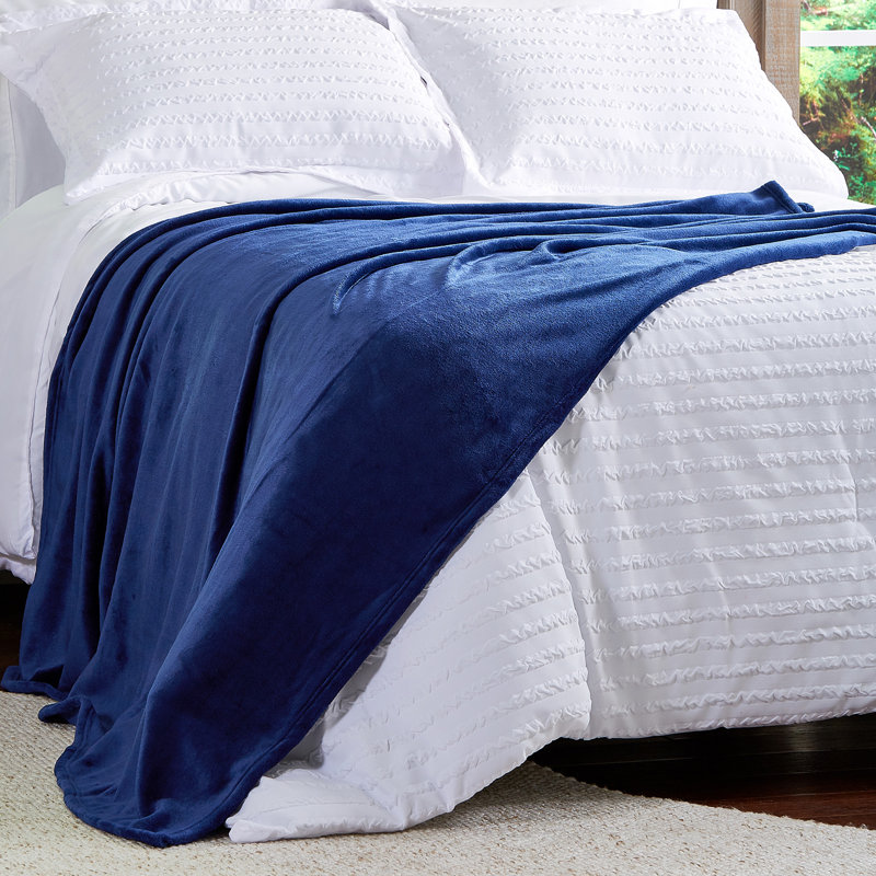 Jeté en velours surdimensionné en microfibre de polyester LHC, Bleu