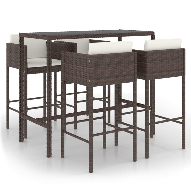 Garden Bar Set with Cushions, Brown