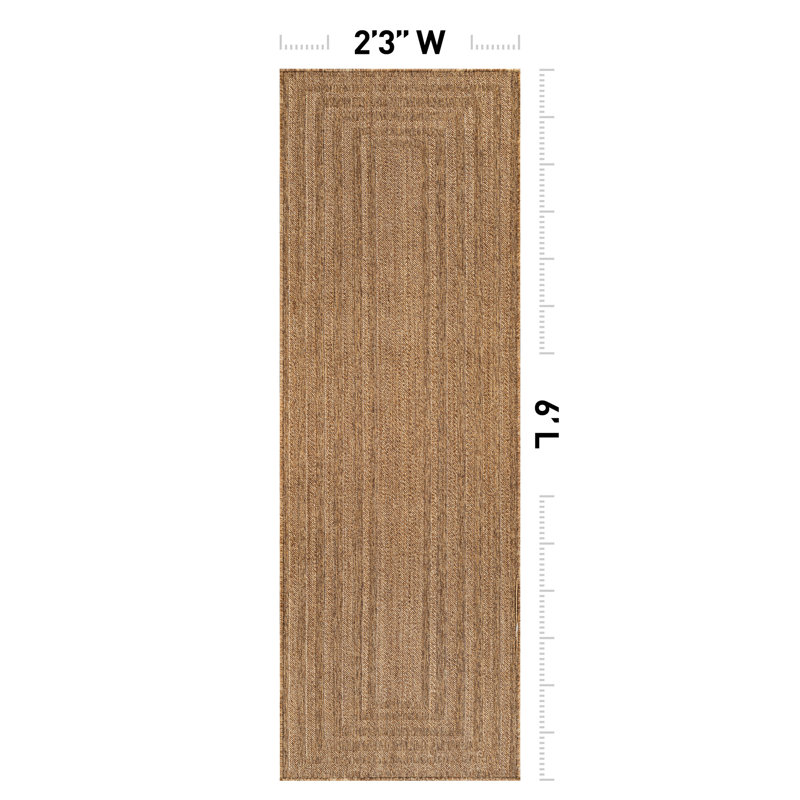 Geometric Natural/Jute Easy-Care Indoor/Outdoor Flat Woven Area Rug, Natural, Runner 2'3" x 6'