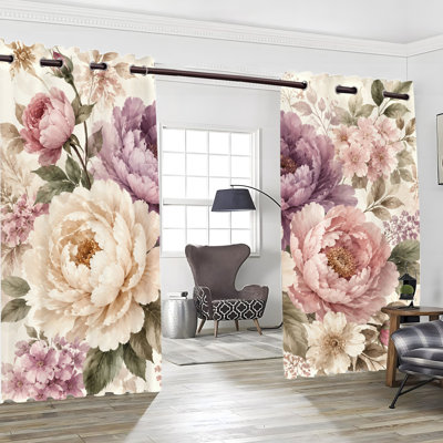 2 rideaux occultants avec œillets, rideaux en polyester à motif floral botanique rétro, isolation thermique, réduction du bruit, protection de la vie privée, rideaux obscurcissants pour la chambre à coucher, cuisine, intérieur, maison, décoration