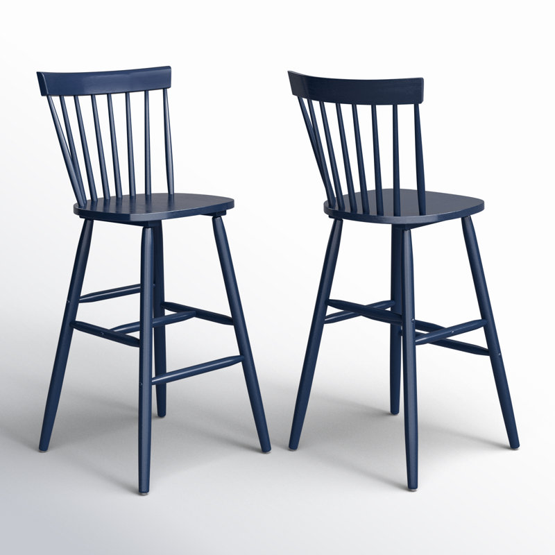 Tabouret de bar et de comptoir en bois massif Stacee, Tabouret de bar (siège d'une hauteur de 29 po), Marine