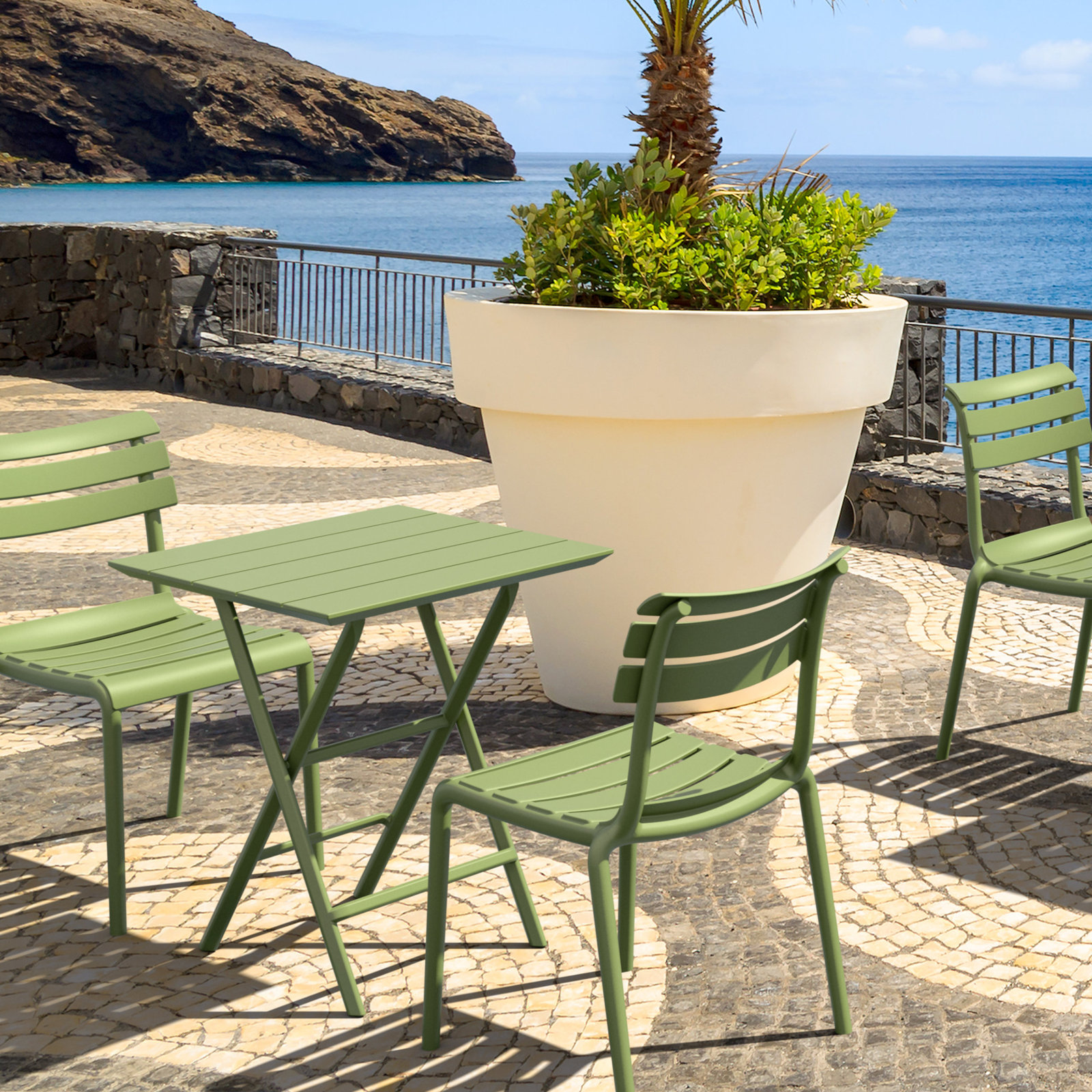 Helen Square Folding Bistro Table, Olive Green