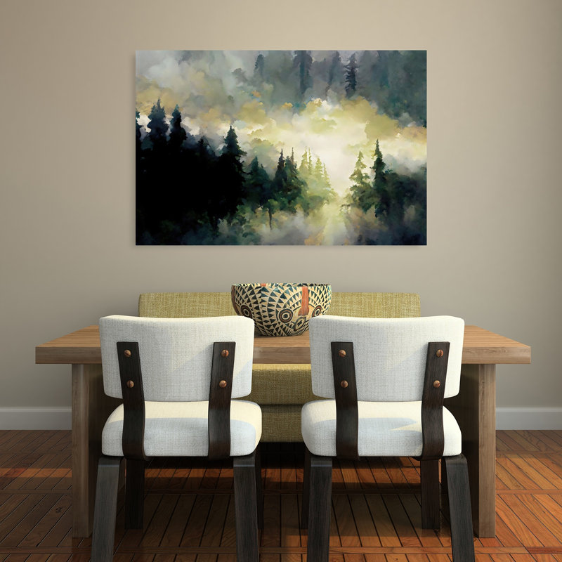 «Mystical Golden Lgiht Forest», art mural contemporain abstrait