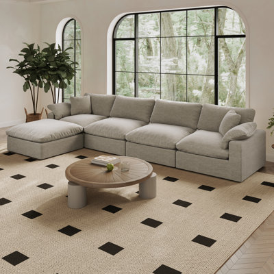 143 po Cloud Couch, canapé modulaire surdimensionné et confortable pour le salon, canapé modulaire convertible en forme de L avec housses de canapé amovibles lavables, siège profond à 4 places avec repose-pieds