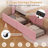 Pink Velvet Crown Princess Bed with LED Storage Headboard, 2 Drawers & Charging Station, Tufted Platform Bed Frame for Girls, No Box Spring Needed