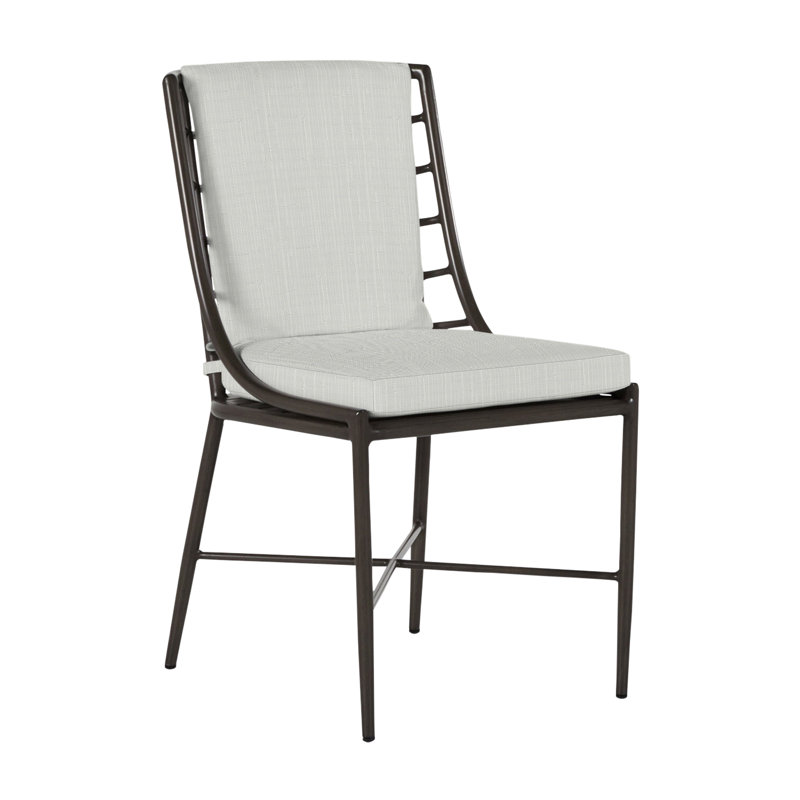 Carmel Patio Dining Side Chair with Cushions, No Welt, Verona Silver