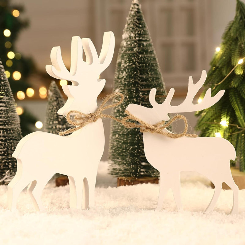 Décorations de Noël - 2PCS panneau de renne en bois - Décorations de Noël pour la maison