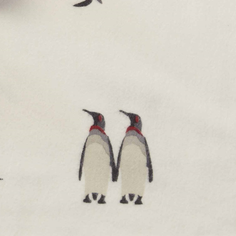 Full Gray Cotton Flannel Sheet Set with Penguin Pattern