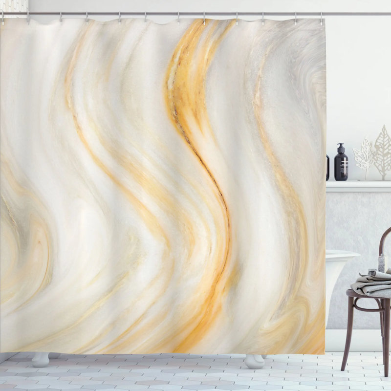 Ensemble de rideau de douche brushstroke psychédélique ondulée avec effets de garde floue décoration, H 70 po x l 69 po