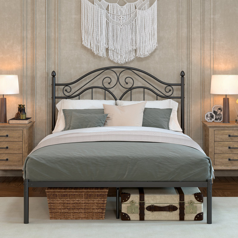 Alecia Metal Platform Bed, Black, Queen