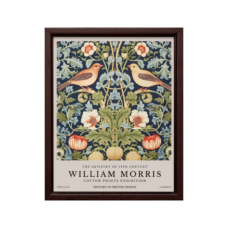 William Morris - Voleur de fraises n ° 3, Canvas, 24"H x 32"W, Brown Framed