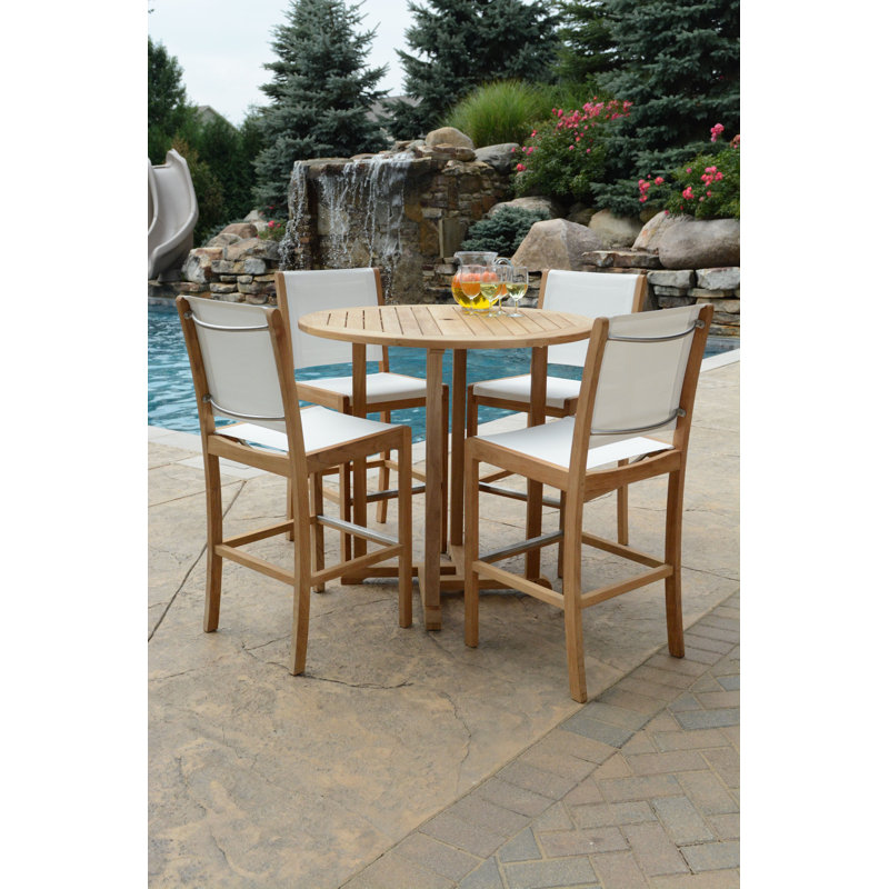 Riviera Teak Outdoor Sling Bar Chair, Black